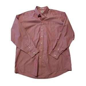 L.L. Bean Wrinkle Resistant Button Down Shirt Men's XL Tall XLT Red Pinstripe